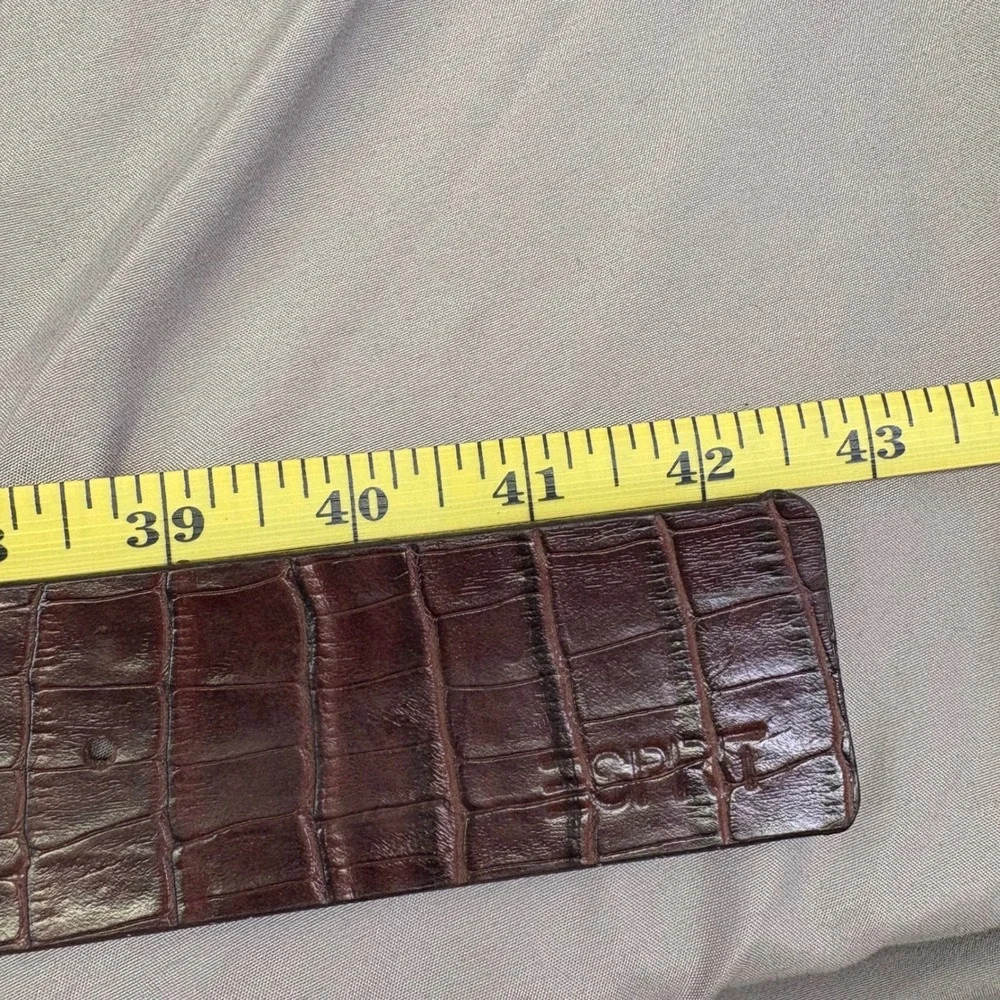Esprit Womens Dark Brown Croc Embossed Faux Leather Belt‎ Silver Buckle Size ML